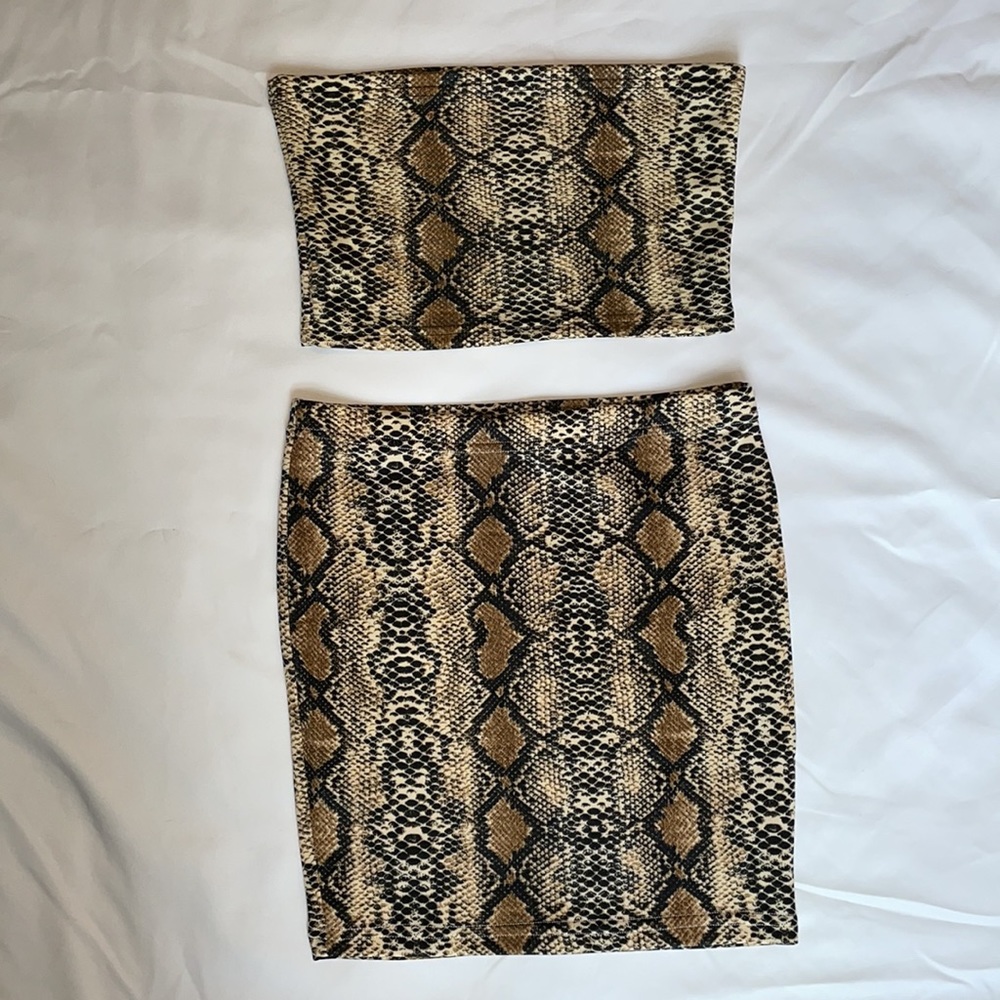 Snake Skin Bodycon Two Piece Set